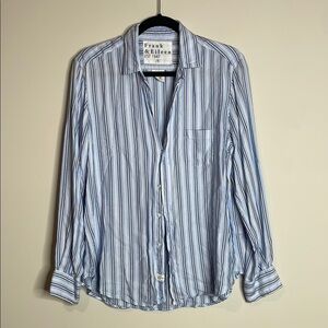 Frank & Eileen | Women’s Eileen 100% Modal Blue Striped Shirt Size Small